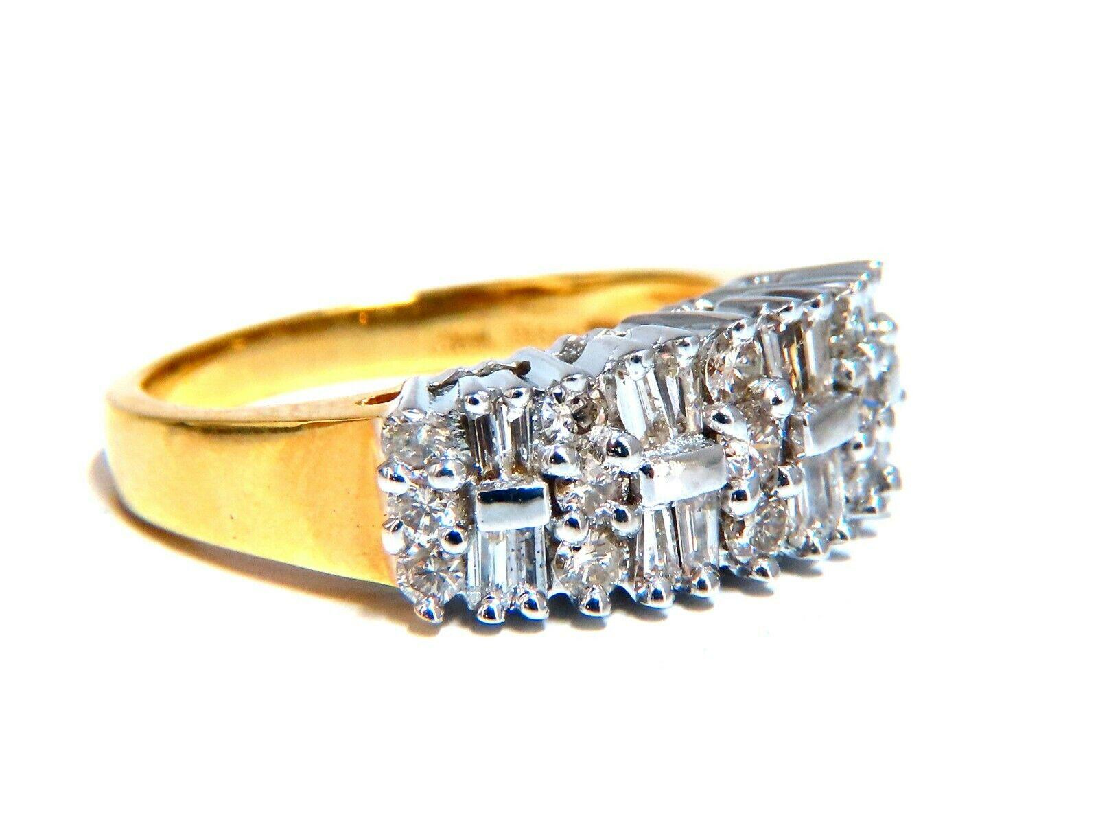 Women's or Men's 1.35ct Natural Baguette & Rounds Diamonds Band 14kt. For Sale