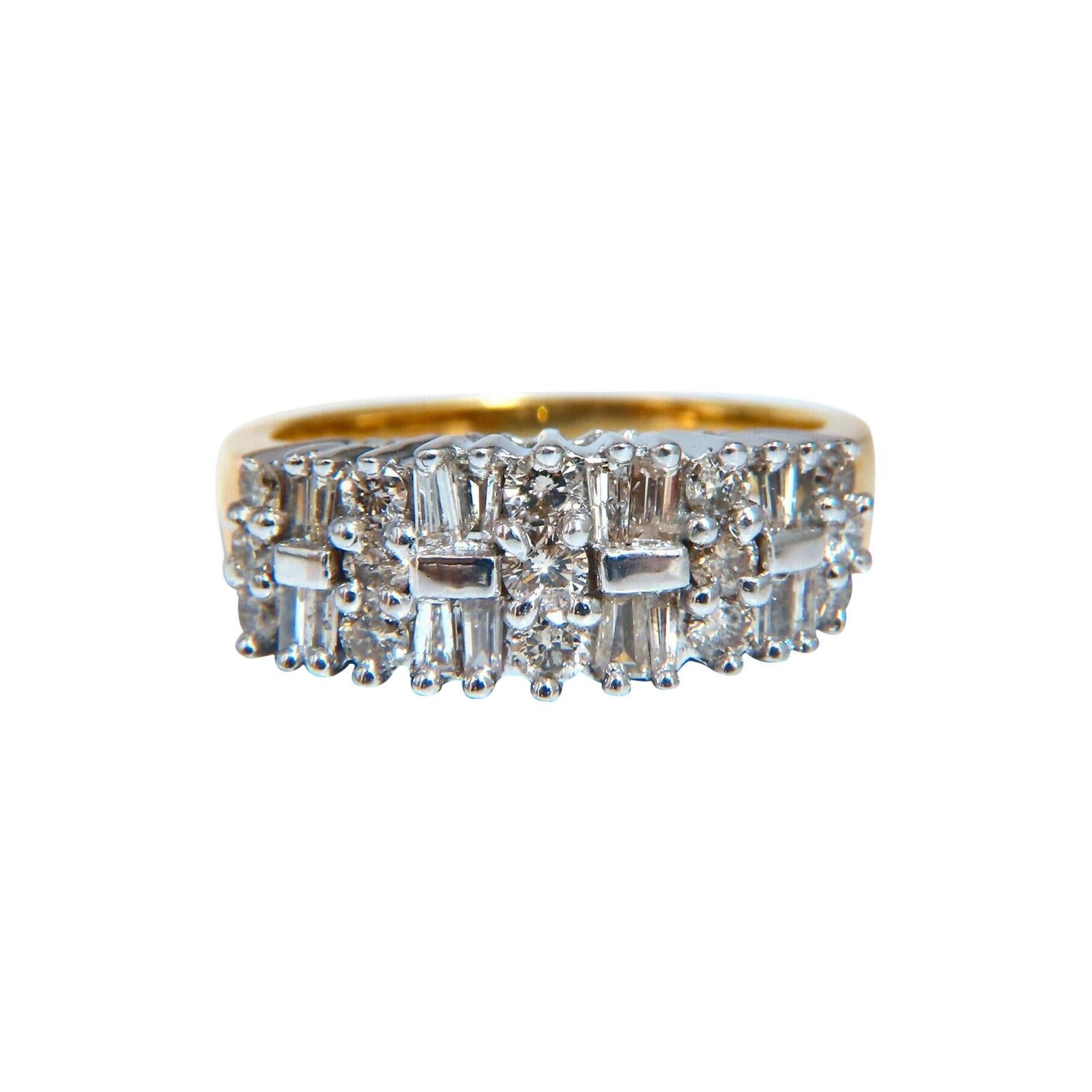 1.35ct Natural Baguette & Rounds Diamonds Band 14kt. For Sale