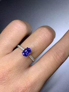 1.35ct Oval Shaped Tanzanite ring in platinum