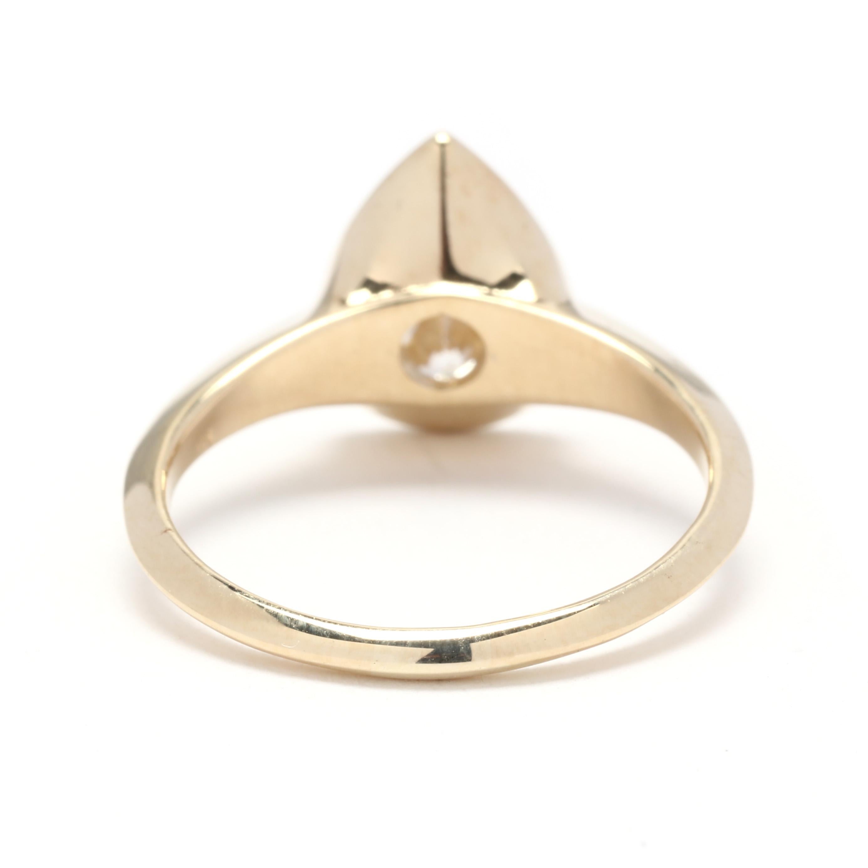 Pear Cut 1.35ct Pear Diamond Solitaire Engagement Ring, 14KT Yellow Gold For Sale