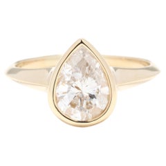 1.35ct Pear Diamond Solitaire Engagement Ring, 14KT Yellow Gold