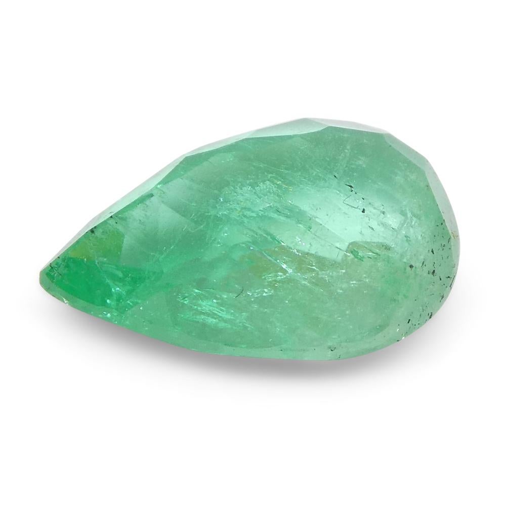 1.35ct Pear Green Emerald from Colombia For Sale 4