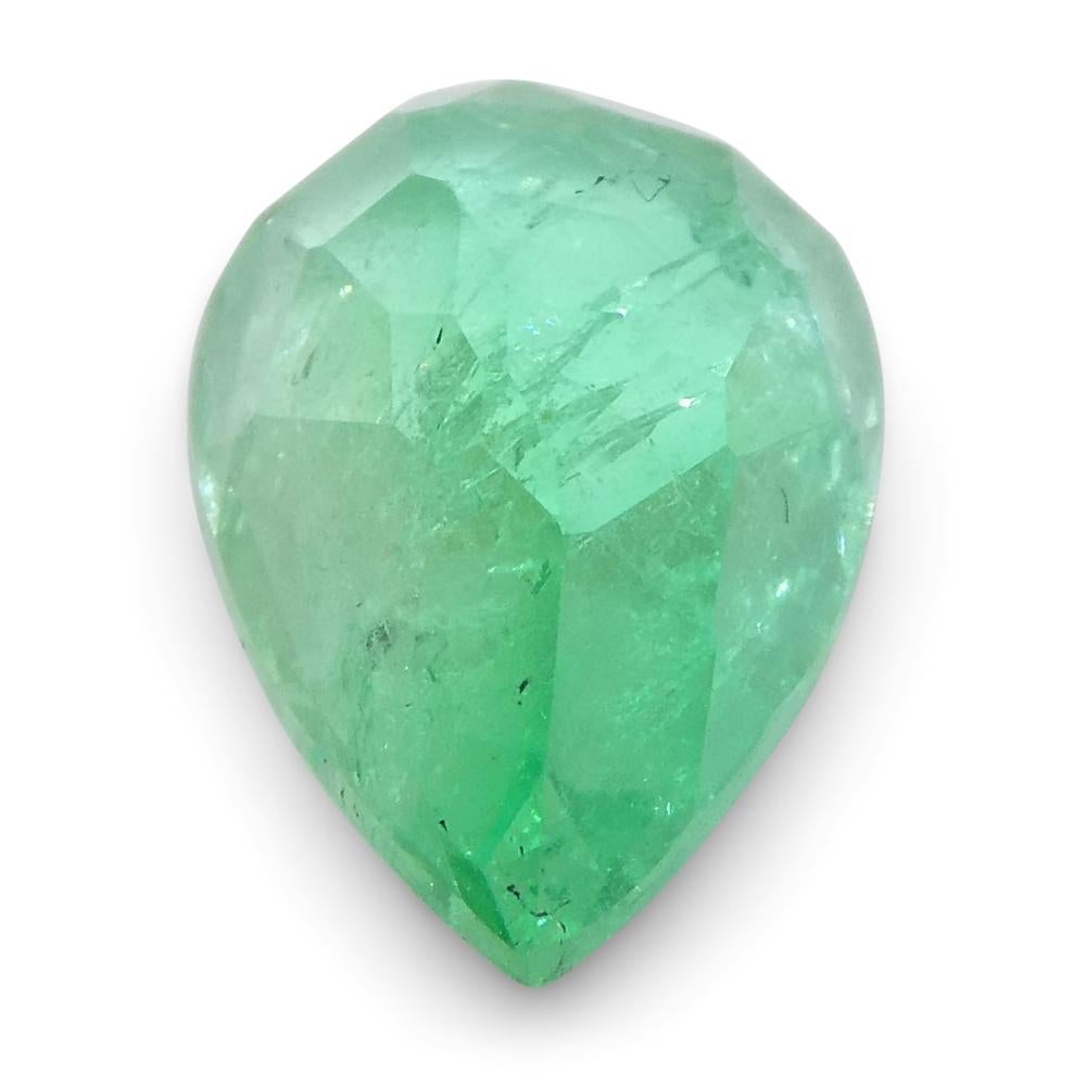 1.35ct Pear Green Emerald from Colombia In New Condition For Sale In Toronto, Ontario