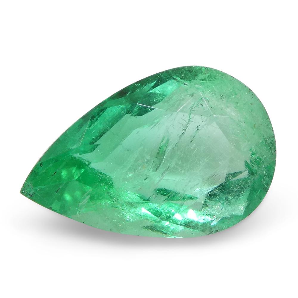 1.35ct Pear Green Emerald from Colombia For Sale 1