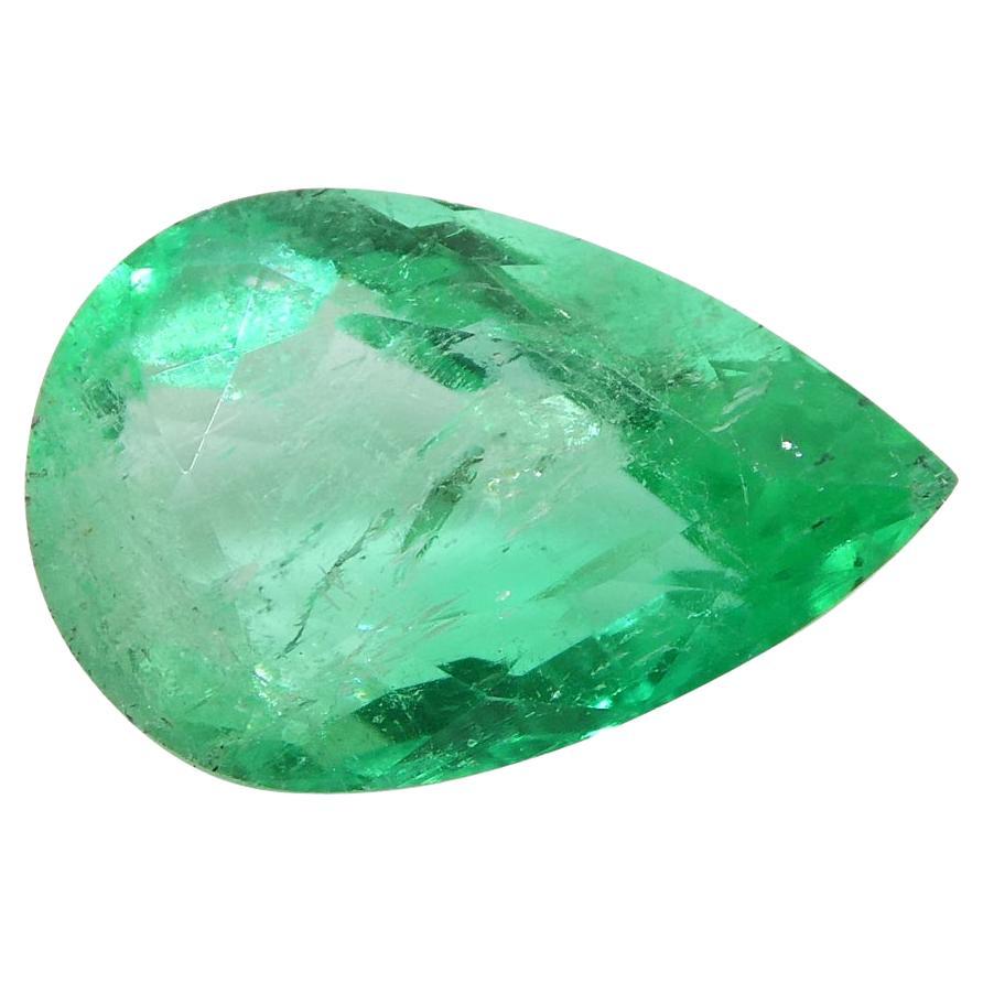1.35ct Pear Green Emerald from Colombia For Sale
