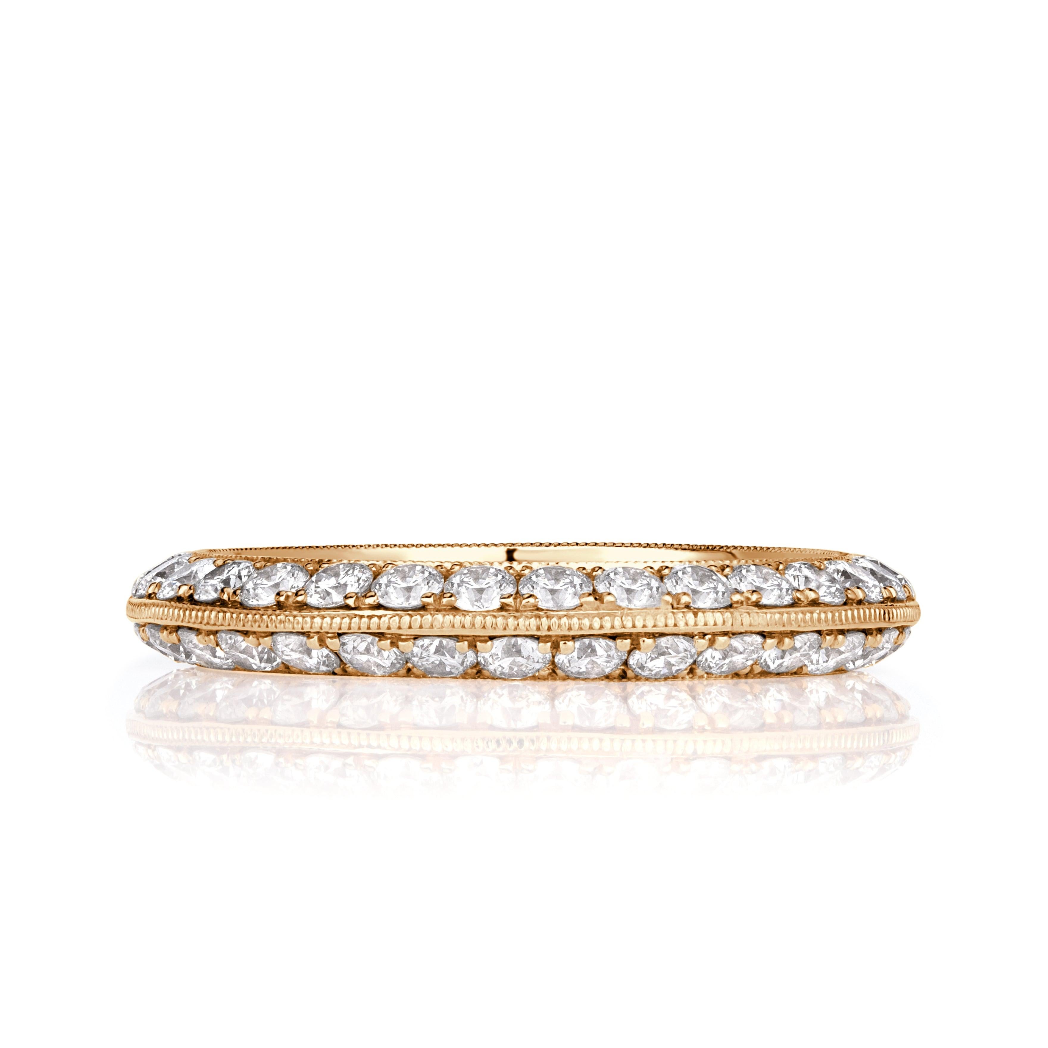 1.35ct Round Brilliant Cut Diamond Knife Edge Eternity Band in 18K Champagne