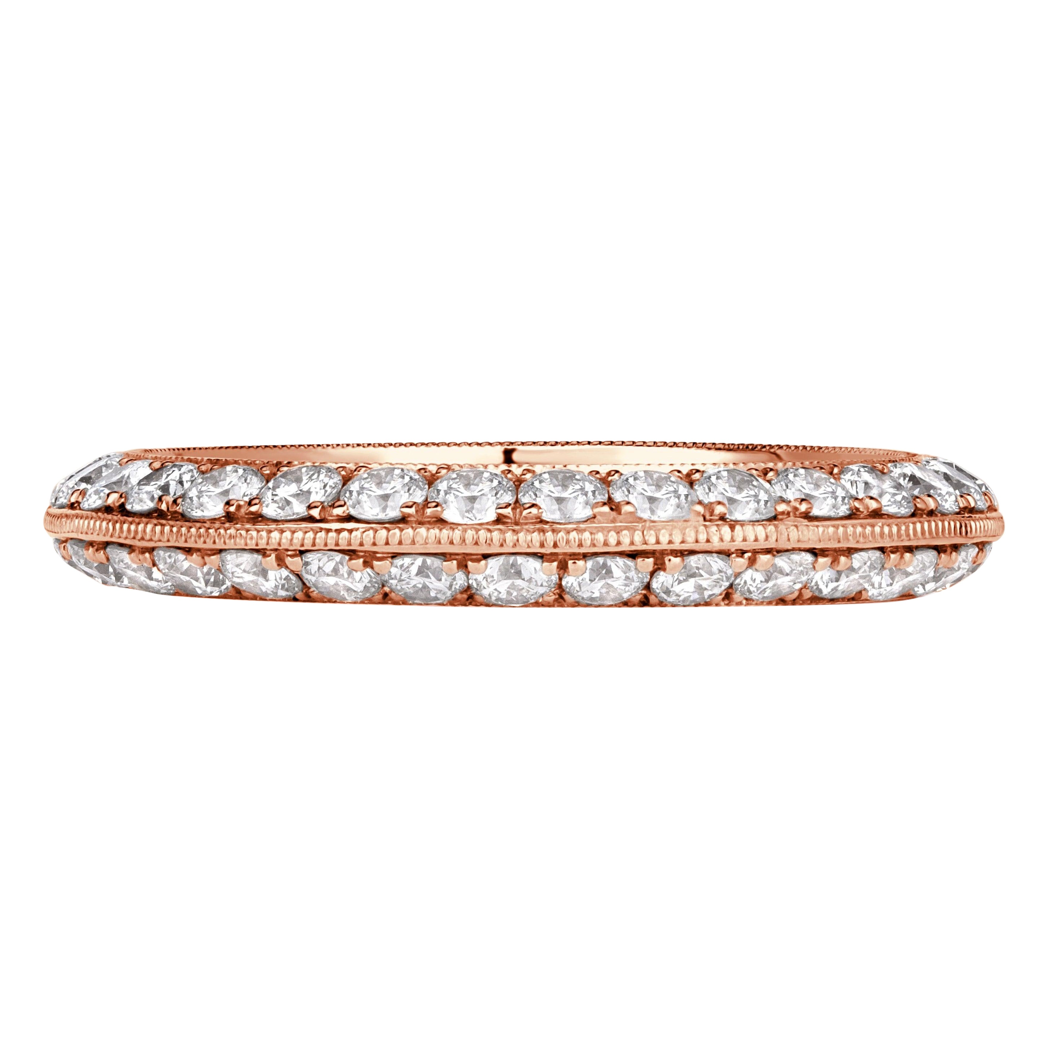 1.35ct Round Brilliant Cut Diamond Knife Edge Eternity Band in 18k Rose Gold