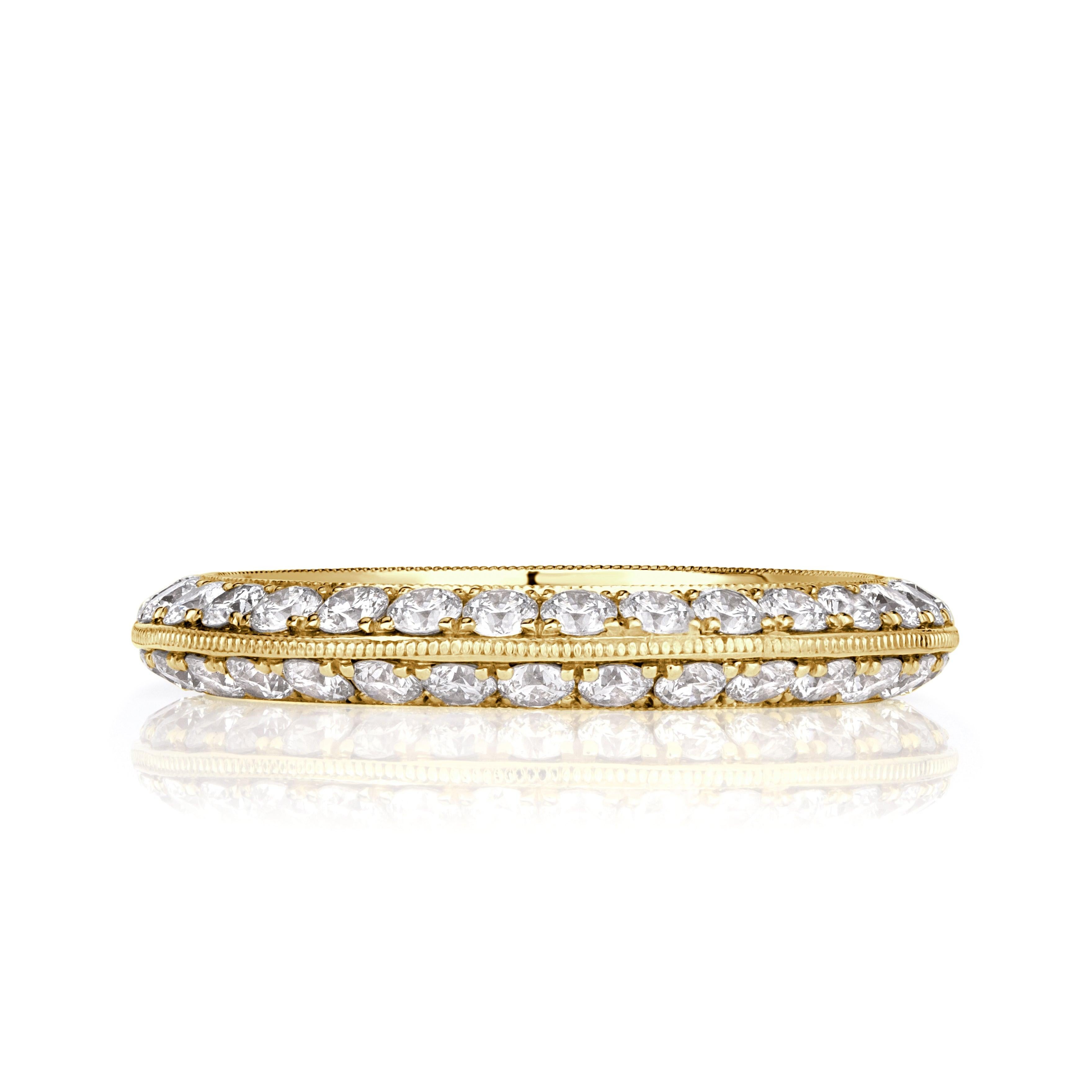 1.35ct Round Brilliant Cut Diamond Knife Edge Eternity Band in 18k Yellow Gold