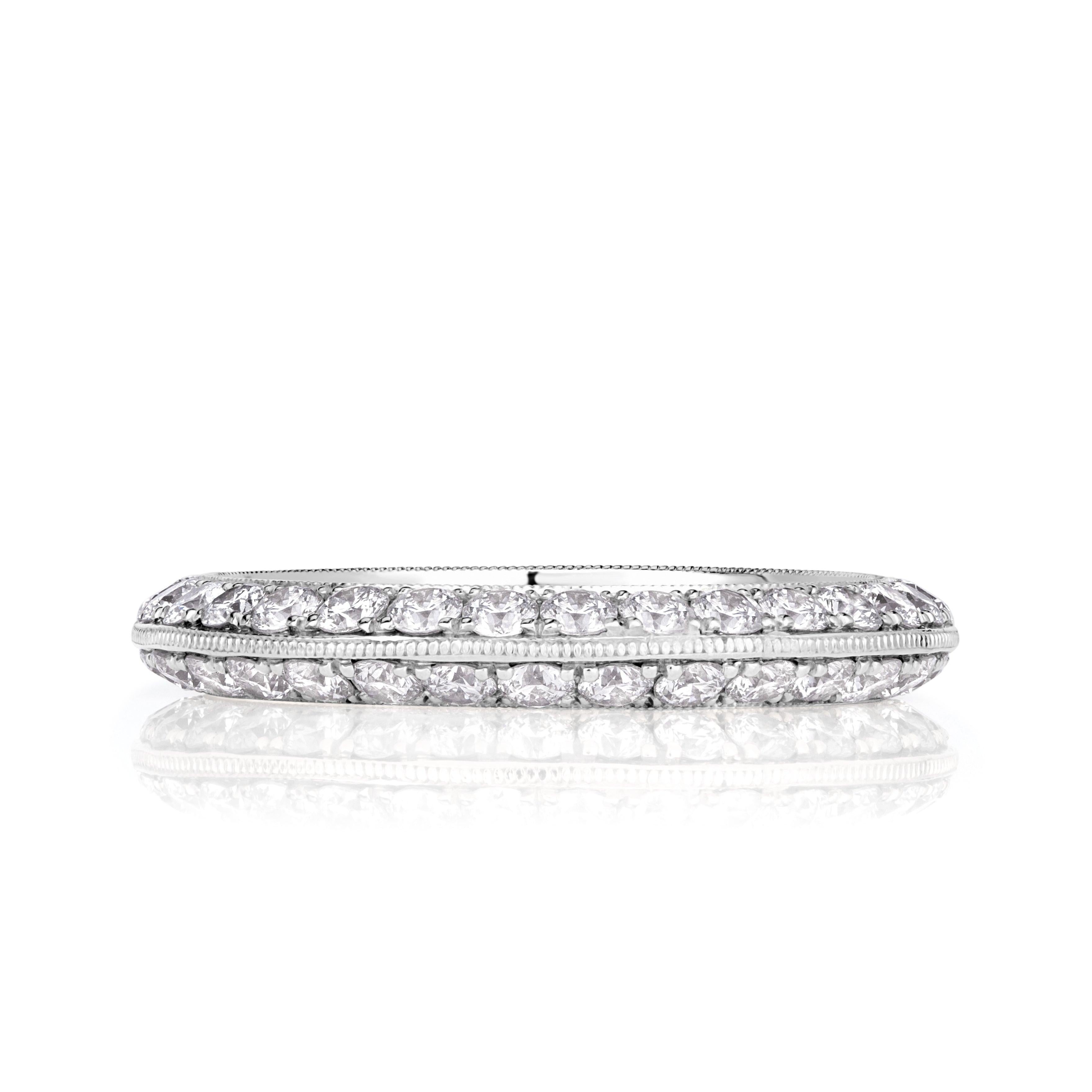 1.35ct Round Brilliant Cut Diamond Knife Edge Eternity Band in Platinum For Sale
