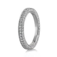 1.35ct Round Brilliant Cut Diamond Three-Sided Pavé Eternity Band in 18k White