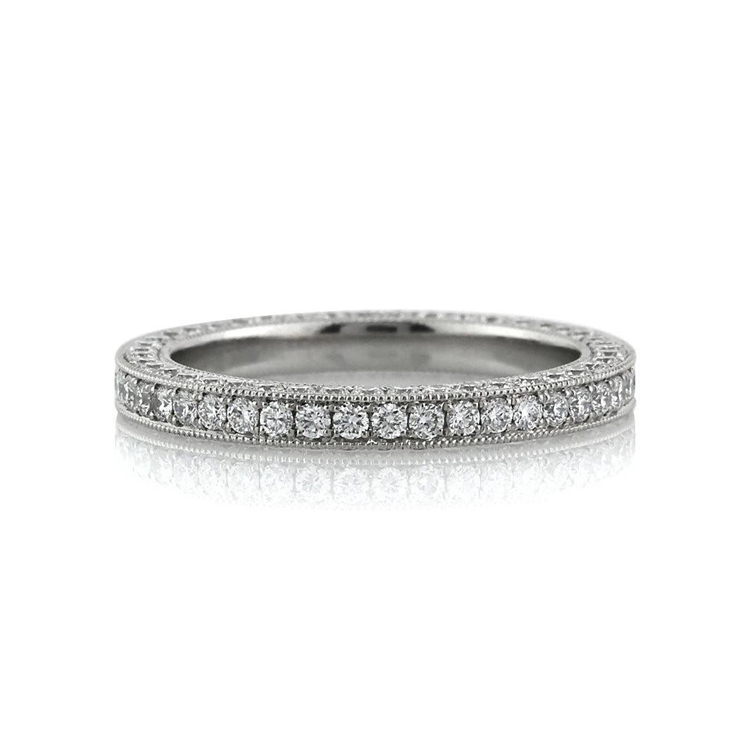 1.35ct Round Brilliant Cut Diamond Three-Sided Pavé Eternity Band in 18k White For Sale