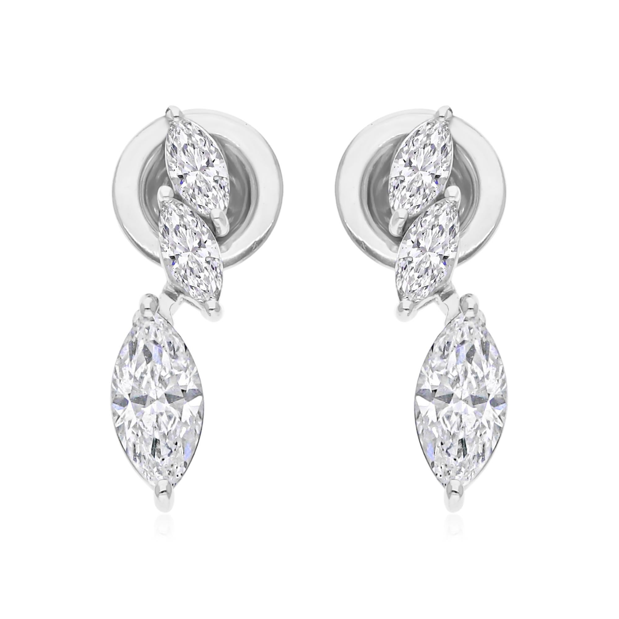 Donna Orecchini con diamanti naturali da 1,35 carati SI/H in oro bianco 14k Tutte le tariffe pagate in vendita