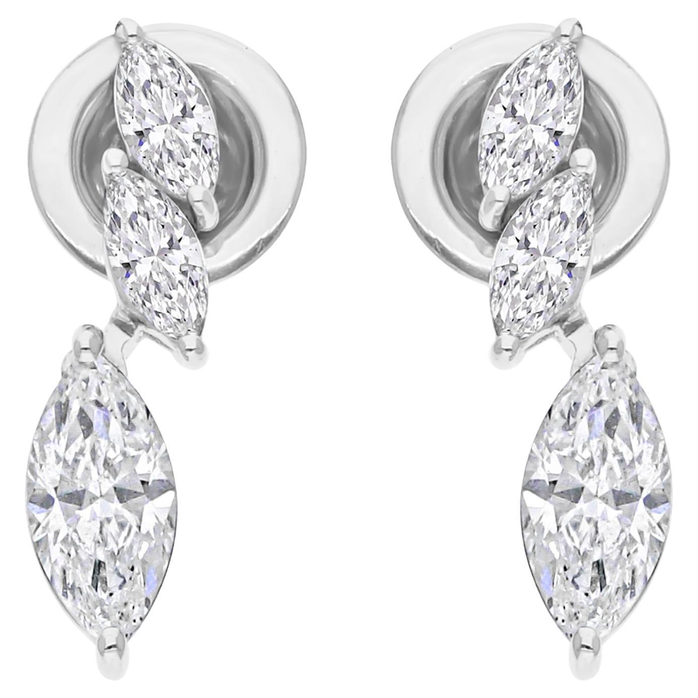 Orecchini con diamanti naturali da 1,35 carati SI/H in oro bianco 14k Tutte le tariffe pagate