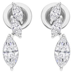Orecchini con diamanti naturali da 1,35 carati SI/H in oro bianco 14k Tutte le tariffe pagate