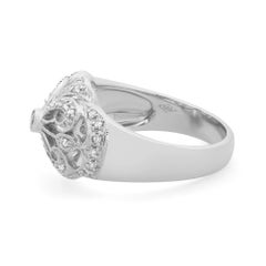 1.35cttw Art Deco Style Diamond Dome Engagement Ring 18K White Gold