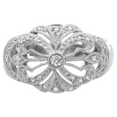 Vintage 1.35cttw Art Deco Style Diamond Dome Engagement Ring 18K White Gold