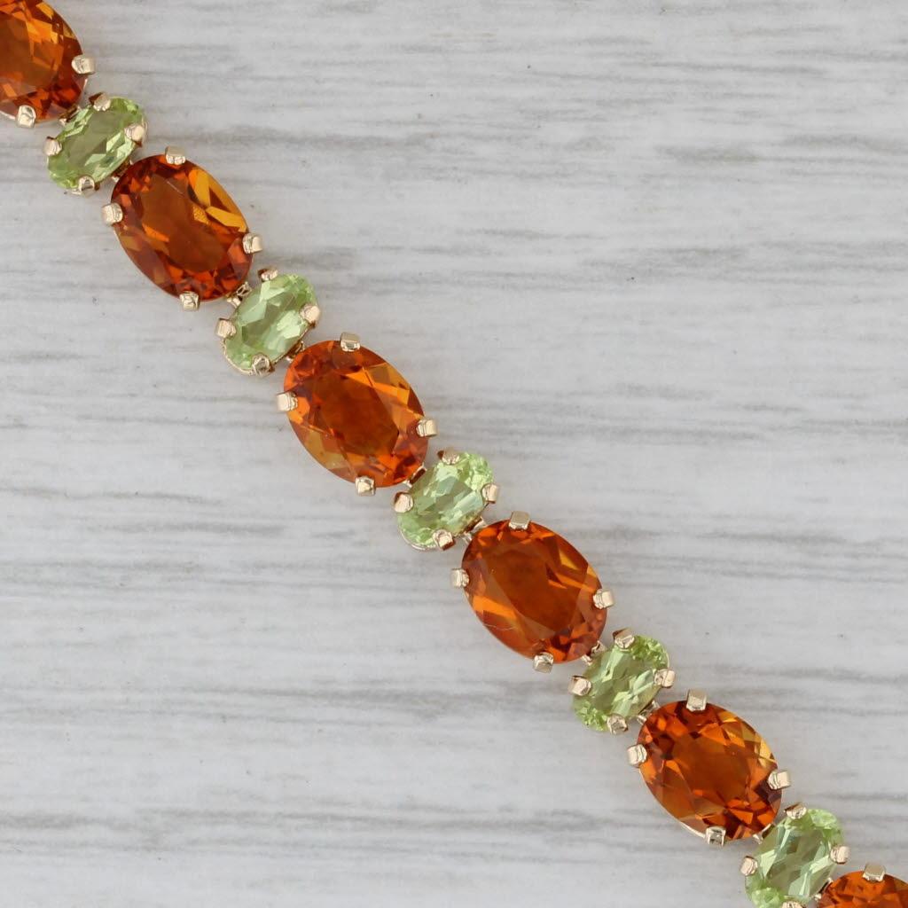 Oval Cut 13.5ctw Citrine Peridot Tennis Bracelet 14k Yellow Gold 6.5