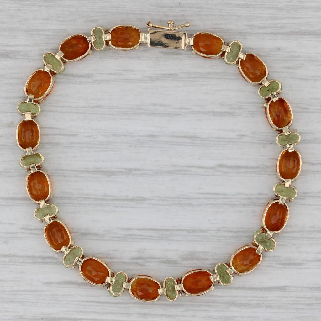 Women's 13.5ctw Citrine Peridot Tennis Bracelet 14k Yellow Gold 6.5