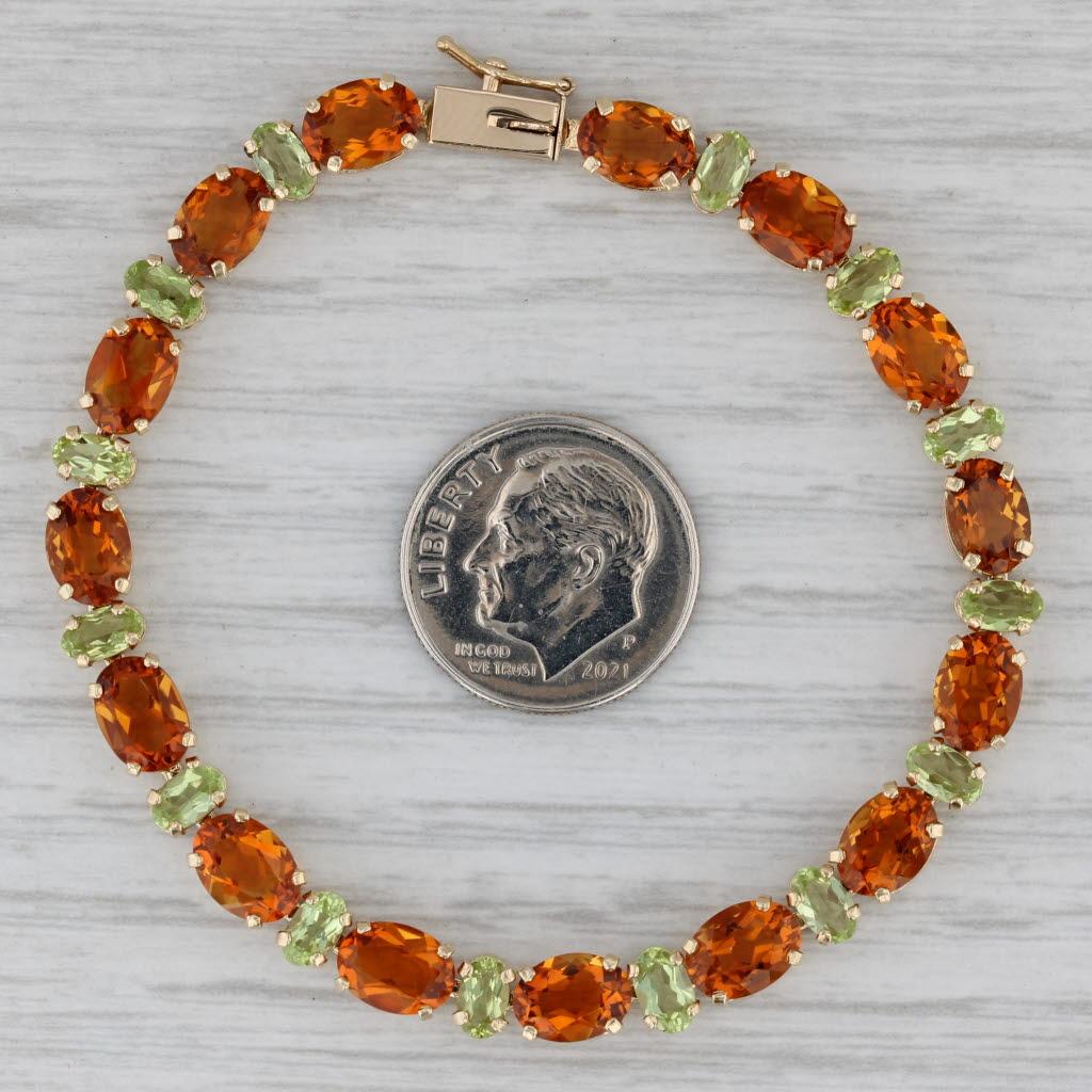 13.5ctw Citrine Peridot Tennis Bracelet 14k Yellow Gold 6.5