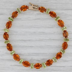 13.5ctw Citrine Peridot Tennis Bracelet 14k Yellow Gold 6.5" 5.2mm