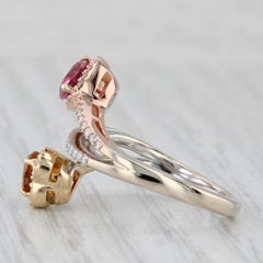 1.35ctw Citrine Tourmaline Diamond Hearts Bypass Ring 18k Yellow Rose White Gold