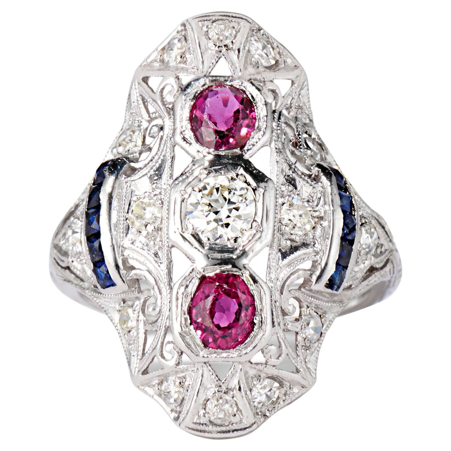 1.35 ctw diamond and ruby filigree ring