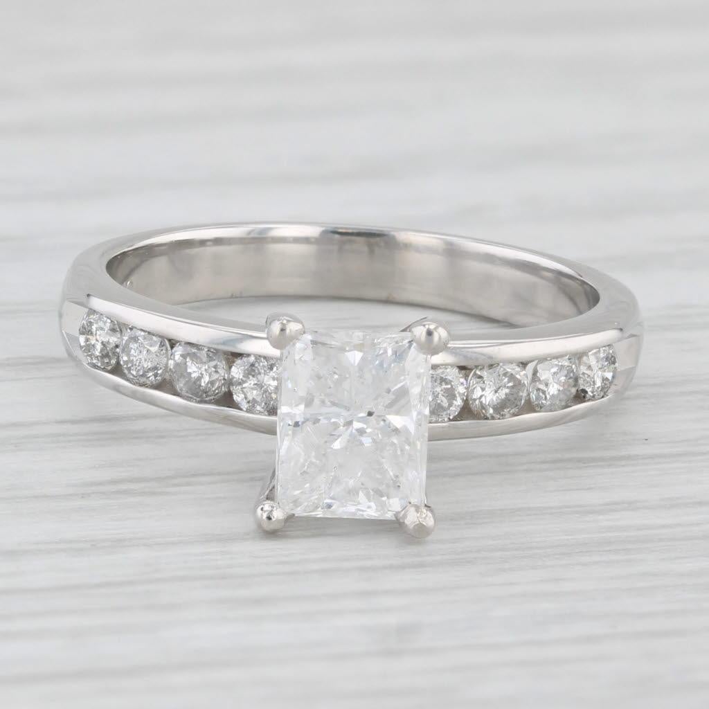 1.35ctw Diamond Engagement Ring 14k White Gold Size 6 Rectangle Princess Cut In Good Condition In McLeansville, NC