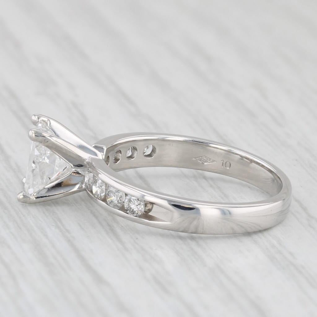 Women's or Men's 1.35ctw Diamond Engagement Ring 14k White Gold Size 6 Rectangle Princess Cut