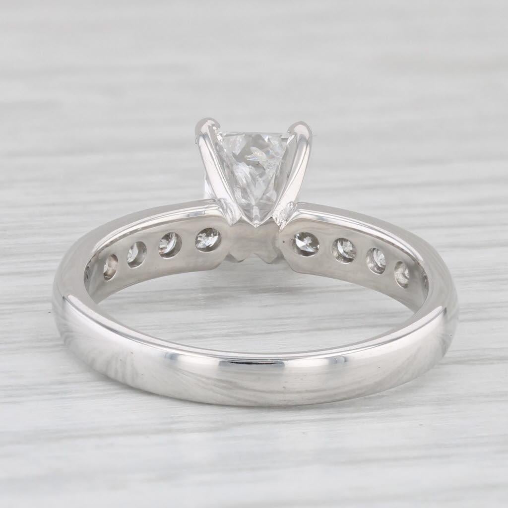 1.35ctw Diamond Engagement Ring 14k White Gold Size 6 Rectangle Princess Cut 1