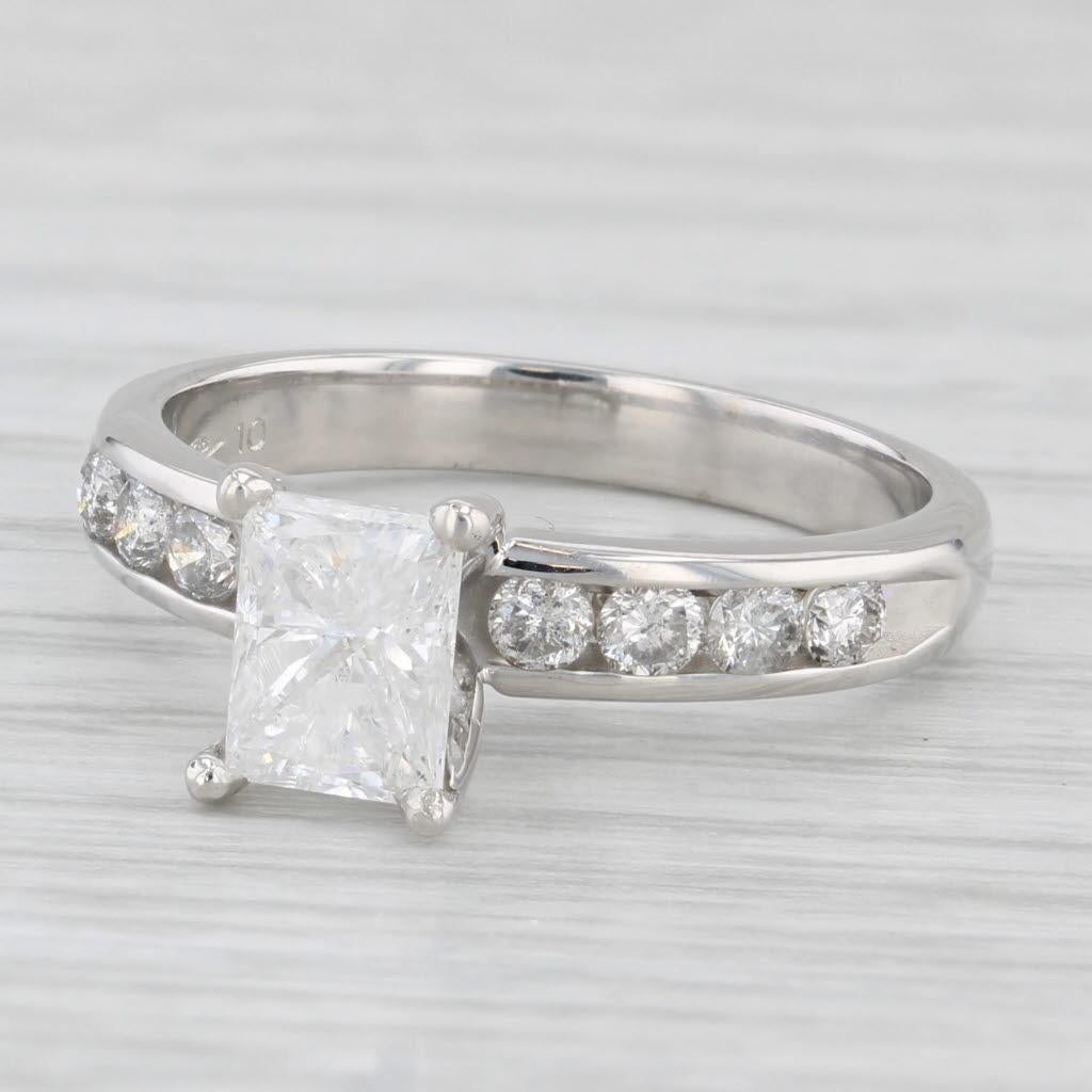 1.35ctw Diamond Engagement Ring 14k White Gold Size 6 Rectangle Princess Cut 3