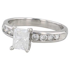 1.35ctw Diamond Engagement Ring 14k White Gold Size 6 Rectangle Princess Cut