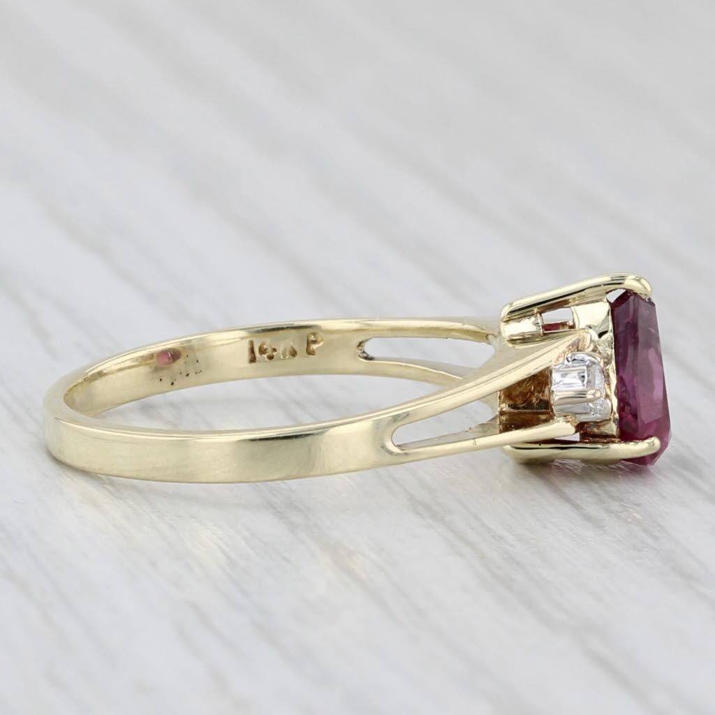 Taille poire Bague en or jaune 14 carats avec diamants et rubis poire de 1,35 ctw, taille 6,5 en vente