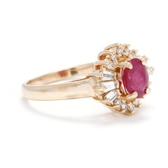 1.35ctw Ruby and Diamond Statement Ring, 14k Yellow Gold, Ring Size 7