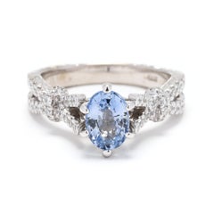 1.35ctw Sapphire and Diamond Engagement Ring, 14k White Gold, Ring Size 5