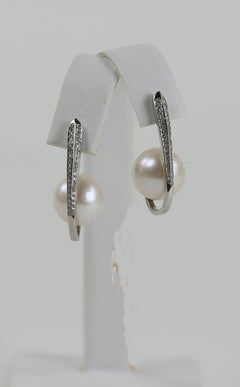 South Sea Pearl Diamond White Gold Heirloom Quality Drop Earrings