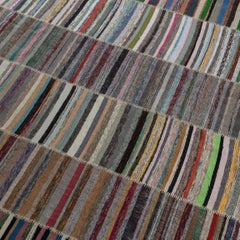 13.5x18 ft Adjustable Vintage Banded Oversize Kilim Carpet, Flat-Weave Rag Rug