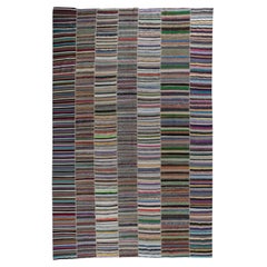 13.5x18 ft Adjustable Vintage Banded Oversize Kilim Carpet, Flat-Weave Rag Rug