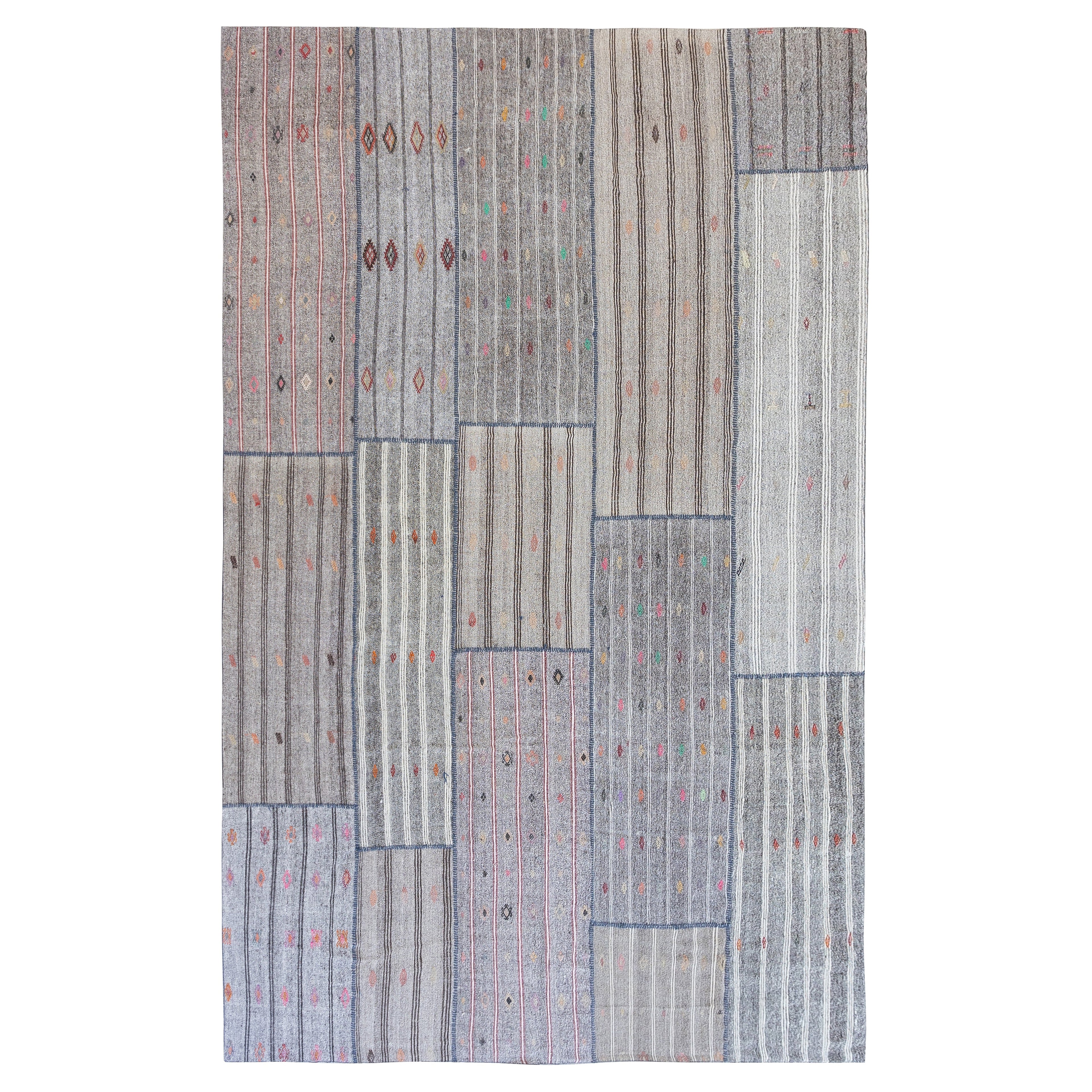 13.5x19.4 Ft Vintage Gray Kilim Rug, Baumwolle
Ziegenhaar, Übergrößen-Teppich