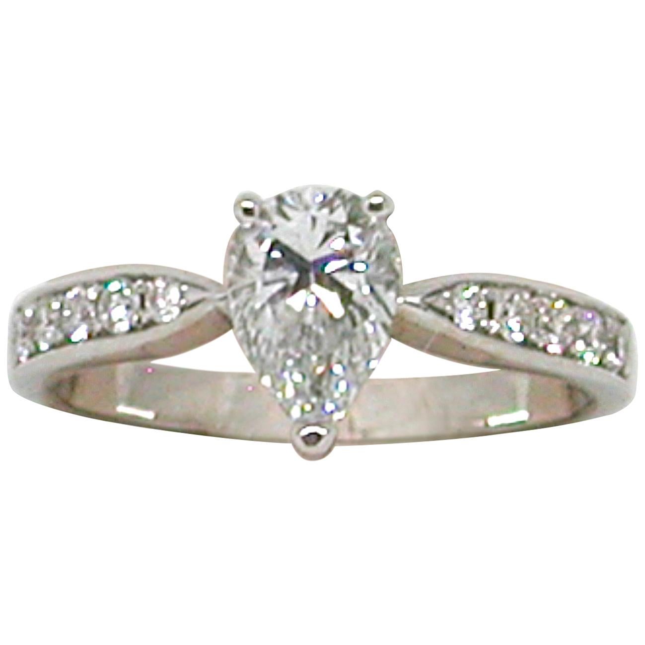 1.36 Carat 18 Karat White Gold Pear Shape Diamond Engagement Ring