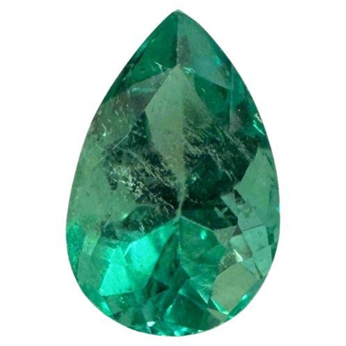 1.36 Carat 9x6 Bluish Green Colombian Emerald - Pear-Cut May Birthstone Gem