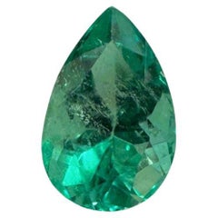 1.36 Carat 9x6 Bluish Green Colombian Emerald - Pear-Cut May Birthstone Gem