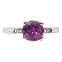 1.36 Carat Art Deco Pink Sapphire Diamond Wedding Platinum Ring EGL, USA