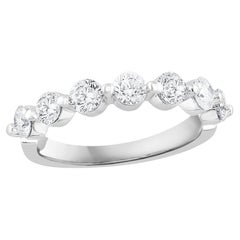 Anneau de mariage en or blanc 14 carats avec diamants taille brillant de 1,36 carat
