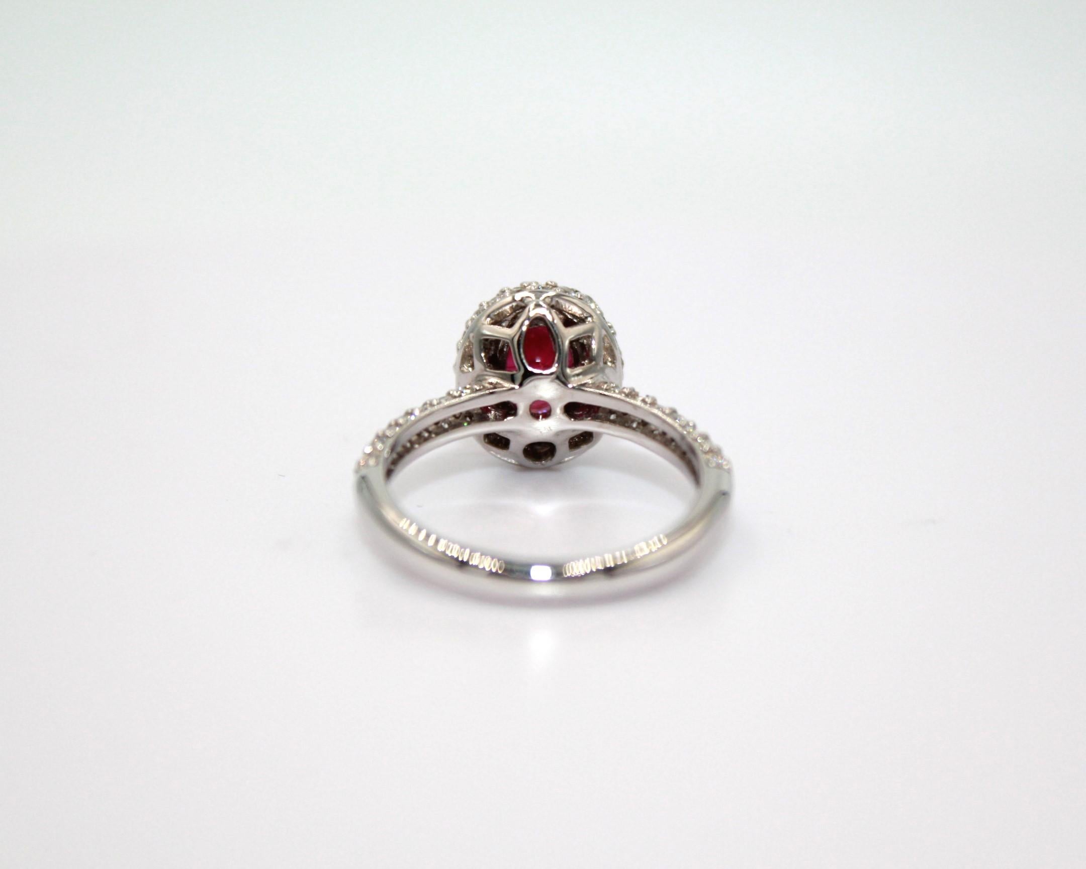1.36 Carat Burma Ruby & Diamond Ring In New Condition For Sale In New York, NY