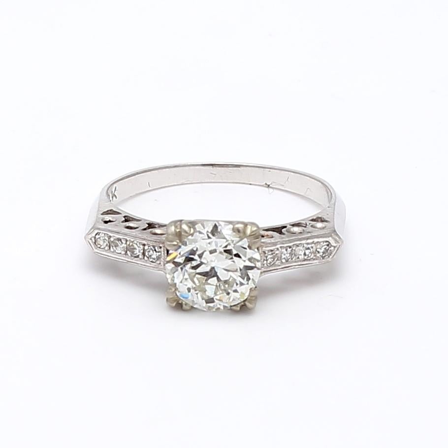 1.36 Carat Circular Brilliant Cut Diamond 14 Karat White Gold Engagement Ring For Sale 6