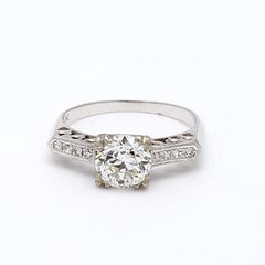 1.36 Carat Circular Brilliant Cut Diamond 14 Karat White Gold Engagement Ring