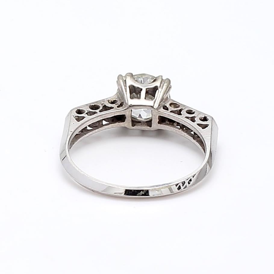 1.36 Carat Circular Brilliant Cut Diamond 14 Karat White Gold Engagement Ring For Sale 2
