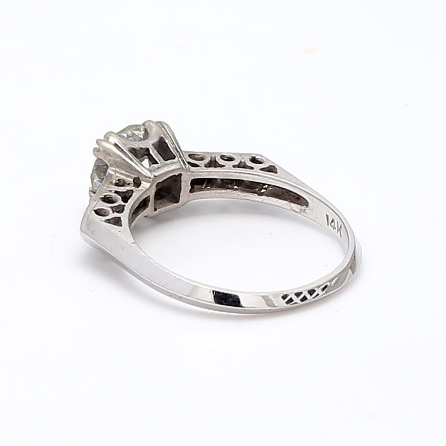 1.36 Carat Circular Brilliant Cut Diamond 14 Karat White Gold Engagement Ring For Sale 3