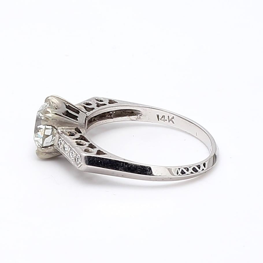1.36 Carat Circular Brilliant Cut Diamond 14 Karat White Gold Engagement Ring For Sale 4