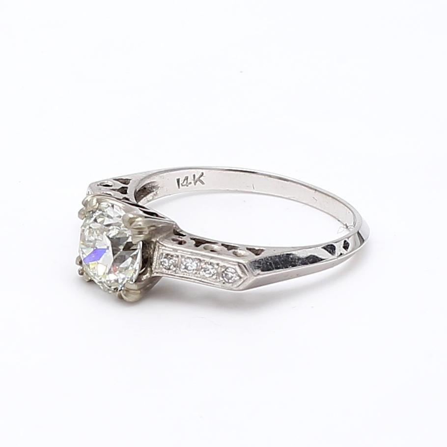 1.36 Carat Circular Brilliant Cut Diamond 14 Karat White Gold Engagement Ring For Sale 5